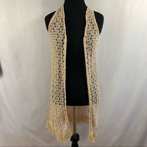 Wallflower Cardigan Women Sz XS Vest Sleeveless Lace Crochet Fringe Festival
